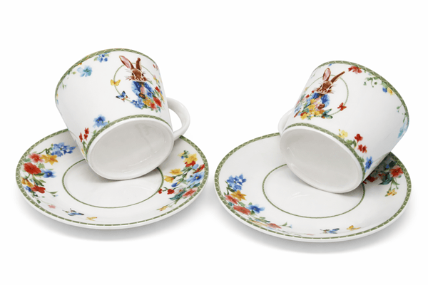 Set med porslinskoppar 2x120ml påskhare presentask