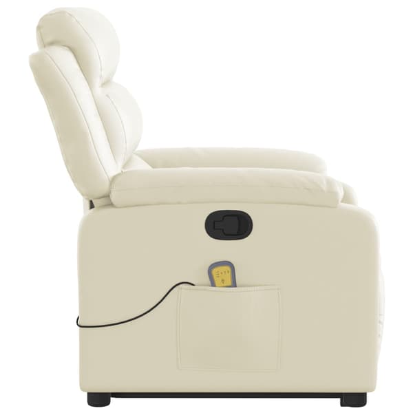 vidaXL Lyftbar massagefåtölj, krämfärgad, konstläder
