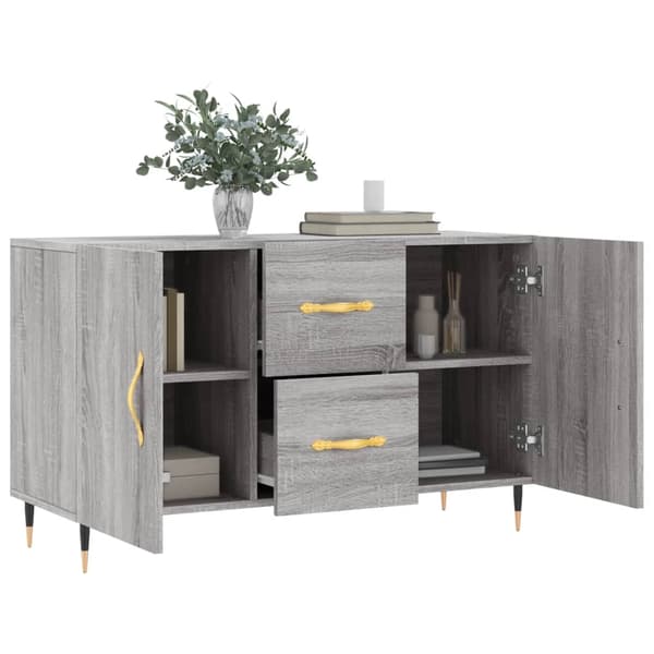 vidaXL kommode, grå Sonoma-eg, 100x36x60 cm, træbaseret materiale