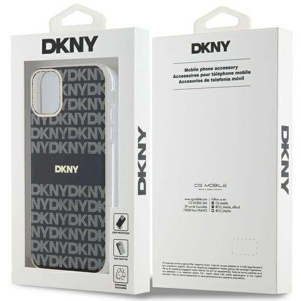 DKNY IML Mono & Stripe MagSafe-etui til iPhone 11 / Xr, sort