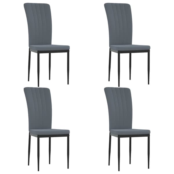 vidaXL Matstolar, set om 4, mörkgrå, klädda i sammet