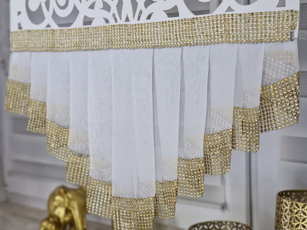 Färdig gardin, dekorationsset med kort panel - beige
