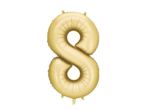 Nummer 8 folieballon 86 cm guld