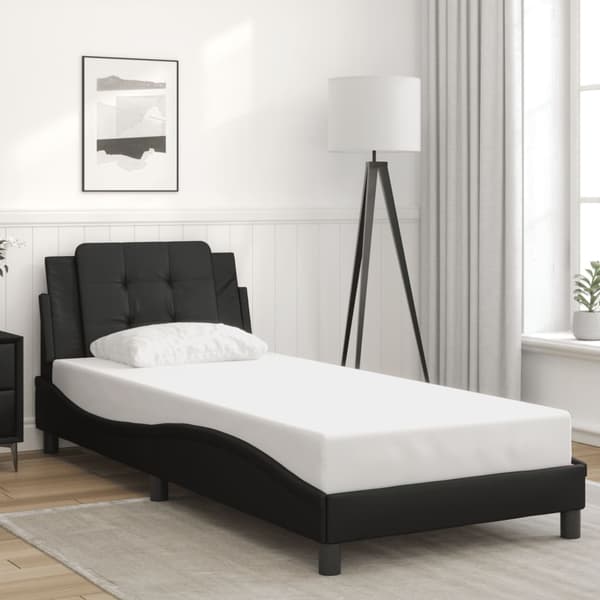 vidaXL sengestel med LED sort 90x190 cm kunstlæder