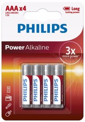 Philips Power Alkaline AAA-batterier x4