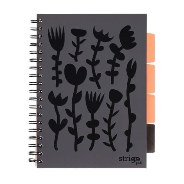 Notesblokke B5/100K ternet blomstermønster sort