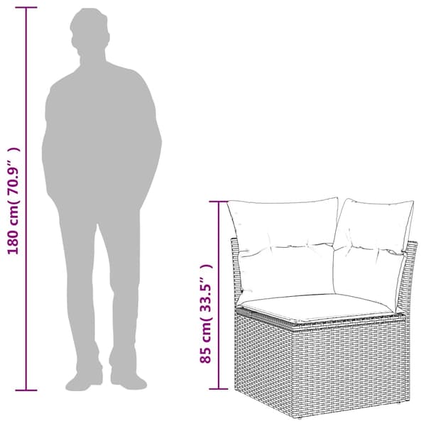 vidaXL Hörnsoffmodul med kuddar, beige, polyrotting