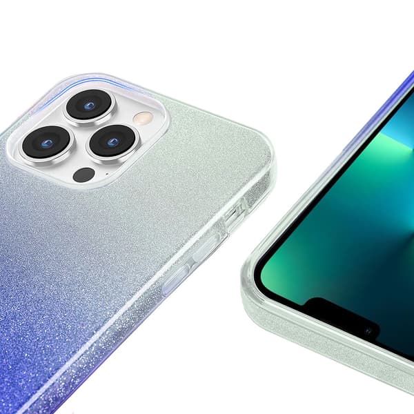 Glitterskal till iPhone 13 Pro, Silver/Blå