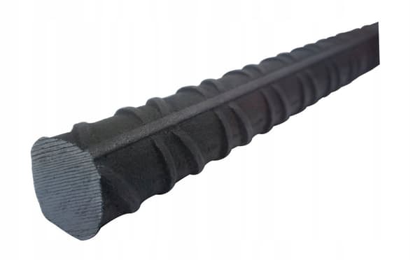 Ribbad rund stålstång, diameter 20 mm, 1000 mm