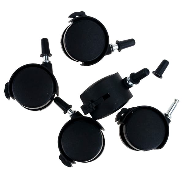 TG66800 SVÄNGBARE MÖBELSHJUL I GUMMIMÖBEL, 5-PACK, SVARTA