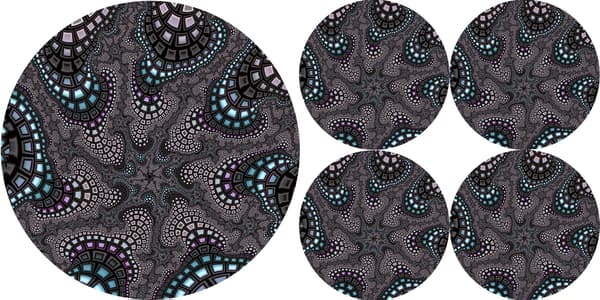 Set med runda bordsunderlägg 1+4 - OCTOPUS