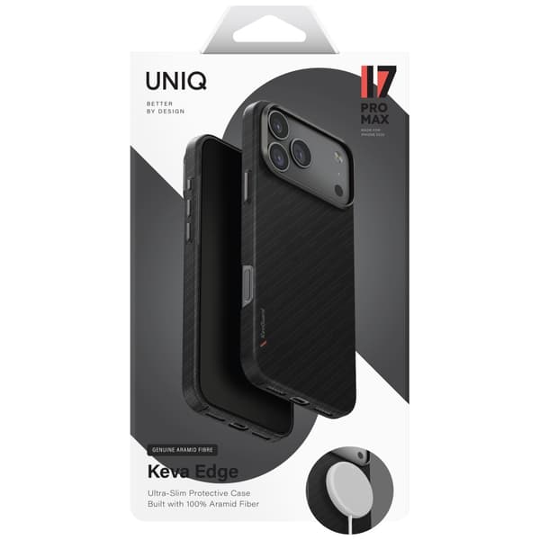 UNIQ Keva EDGE MagSafe-etui til iPhone 17 Pro Max, sort