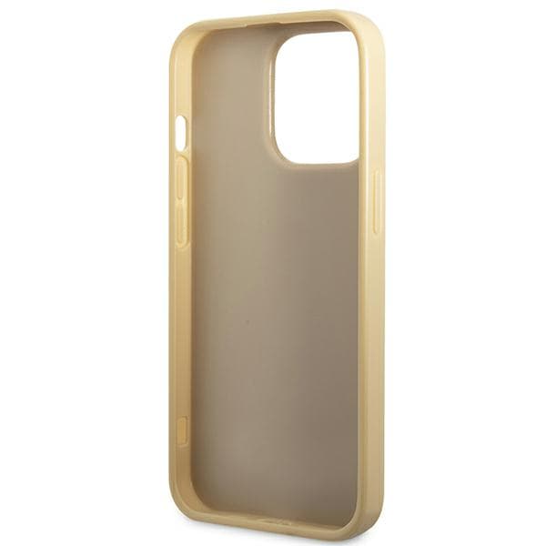 Guess Glitter Script -suojakuori iPhone 14 Prolle, kulta