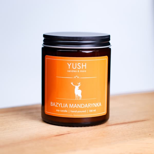 Basil Mandarin - Duftlys med soja, basil og mandarin - YUSH - 180ml