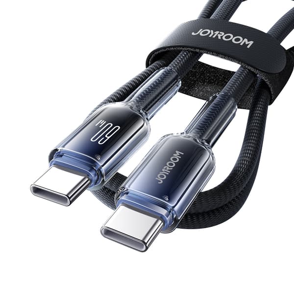 Crystal-Clear-serien 60W USB-C - USB-C 1,2m kabel - sort