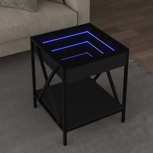vidaXL Infinity LED sofabord sort 40x40x49 cm