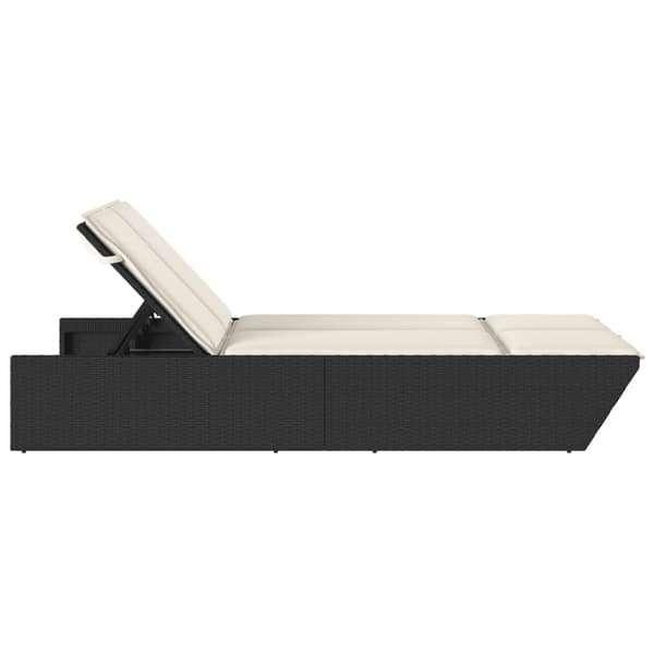 vidaXL dobbelt dagseng med hynder, sort, polyrattan