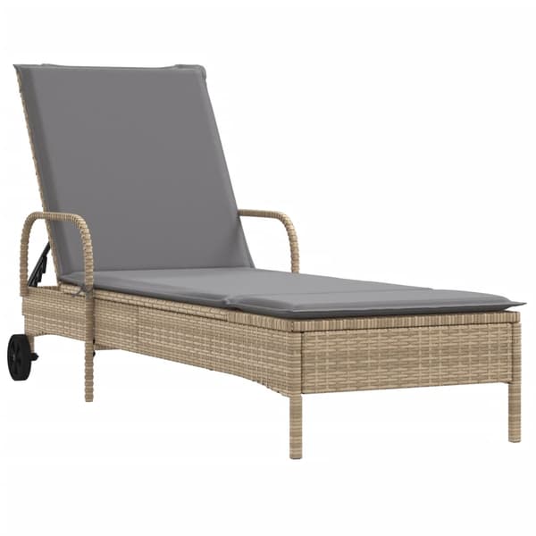 vidaXL Solstolar med kuddar, set om 2, beige, polyrotting