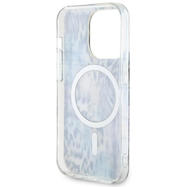 Guess Leopard MagSafe -kotelo iPhone 14 Pro Maxille, sininen