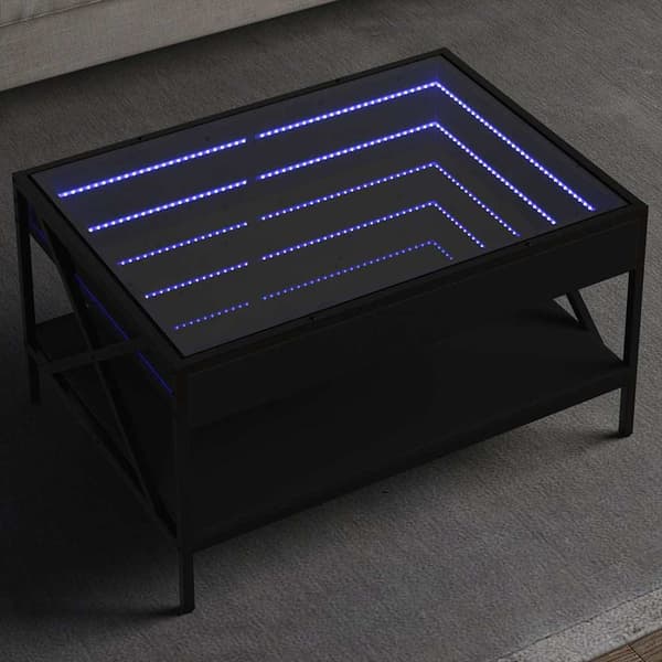 vidaXL Infinity LED sofabord sort 70x50x38 cm