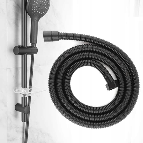 Stretchbruseslange 150-175 cm mat stålsort 1,5-1,75 m
