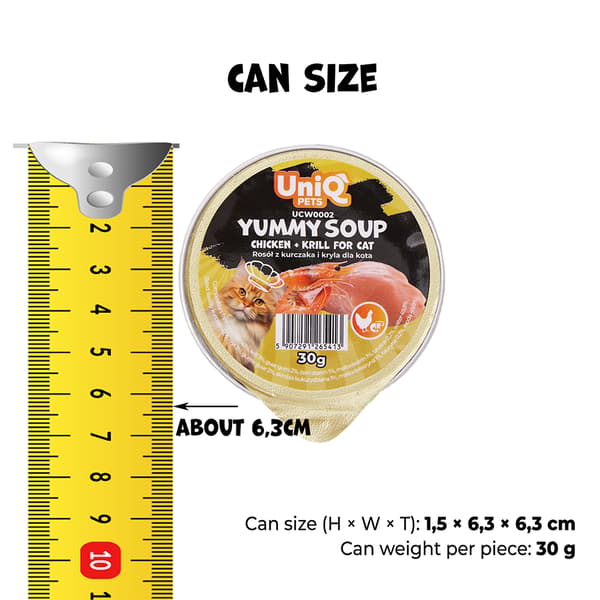 Vådfoder til katte Kylling og Krill Bouillon Yummy Soup UniQ Pets 8x30g