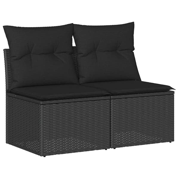 vidaXL 2-delt sofasæt med hynder, sort, polyrattan og akacie