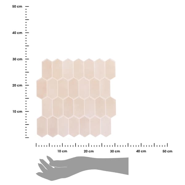 Sæt med 4 selvklæbende fliser, sekskantet beige