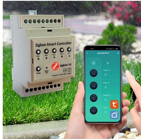 5-stations 24VAC Zigbee vandingscontroller med strømforsyning