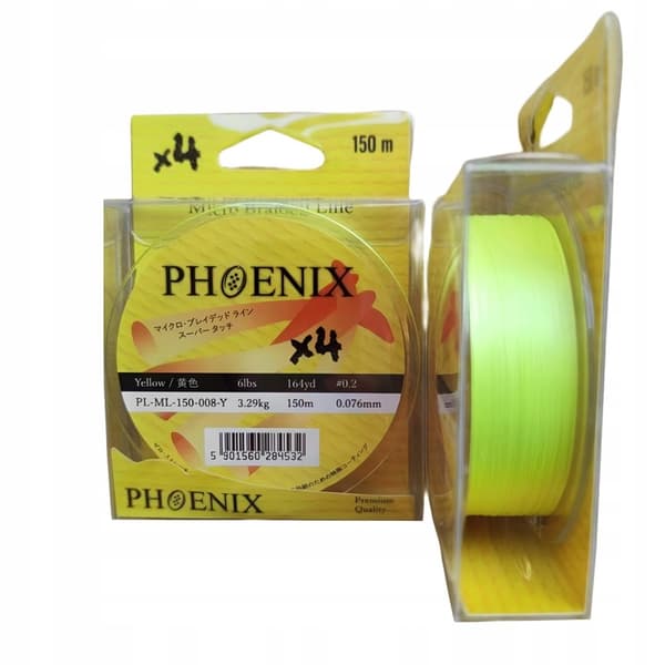 Phoenix flätad x4 rund fluorgul 0,08 mm - 150 m