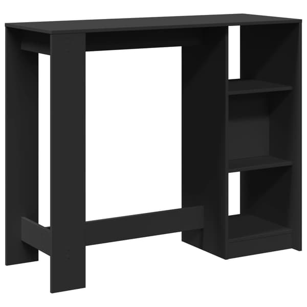 vidaXL barbord med hylde, sort, 124x46x103,5 cm