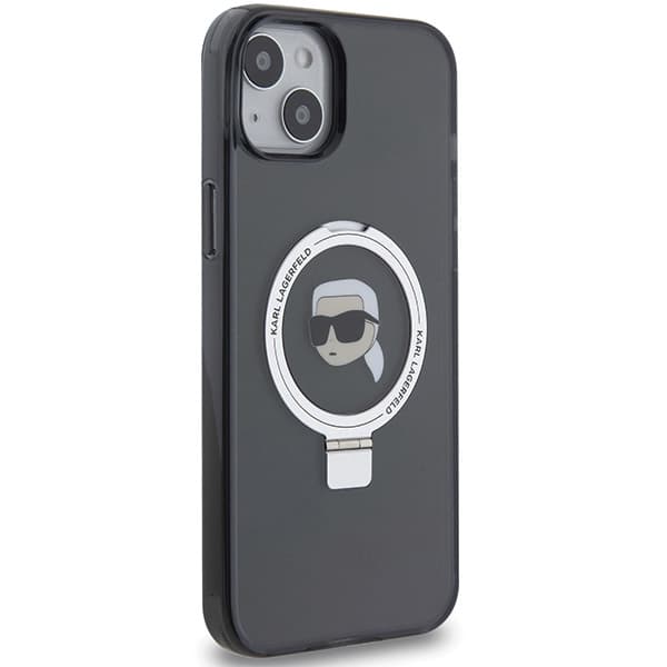 Karl Lagerfeld Ring Stand Karl Head MagSafe-etui til iPhone 15, sort