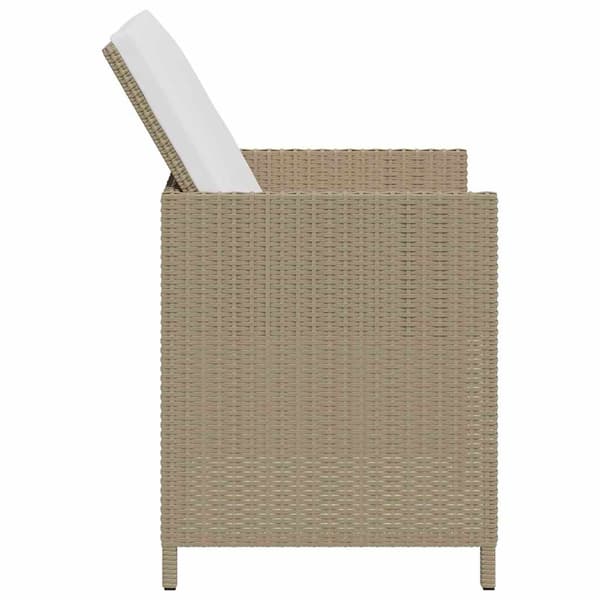 vidaXL Trädgårdsstolar med dynor, set om 2, polyrotting, beige