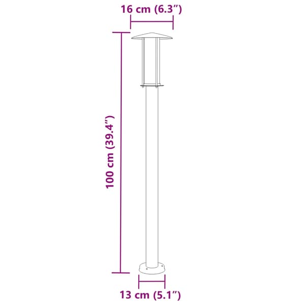 vidaXL havelampe sølv 100 cm rustfrit stål
