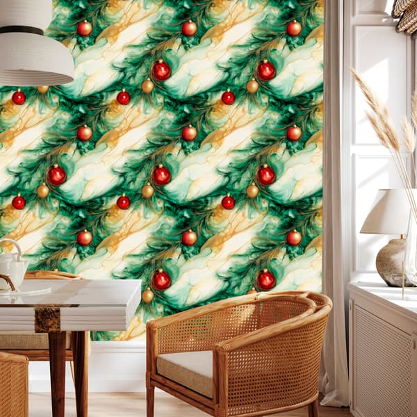 Musteenvihreä, pullonvihreä ja kermanvärinen tapetti 50x1000 cm
