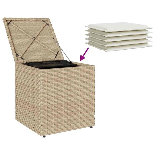 vidaXL Trädgårdspallar med kuddar 2 st beige polyrattan