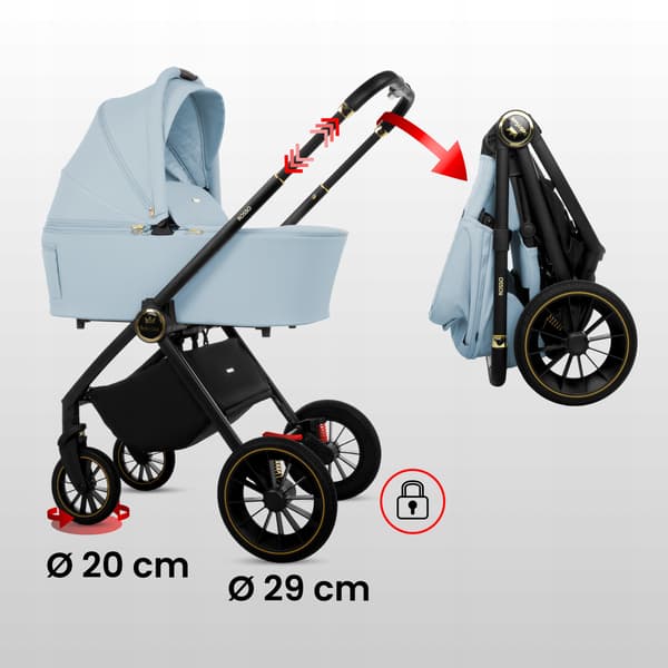 BabyLux ROSSO 2-i-1 klapvogn, gondol, let, foldbart sæt