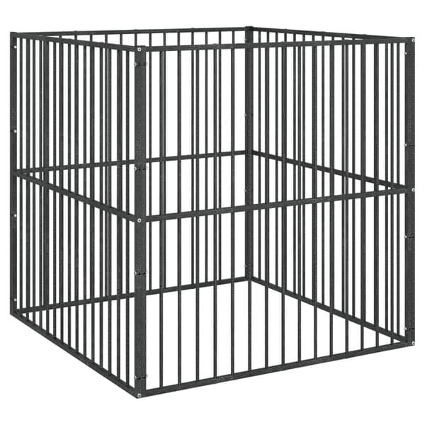 vidaXL hundebur, 4 paneler, sort, galvaniseret stål