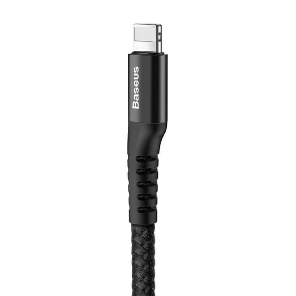 iPhone-kaapeli, jousi, USB - Lightning, kalansilmä, 1 m, musta