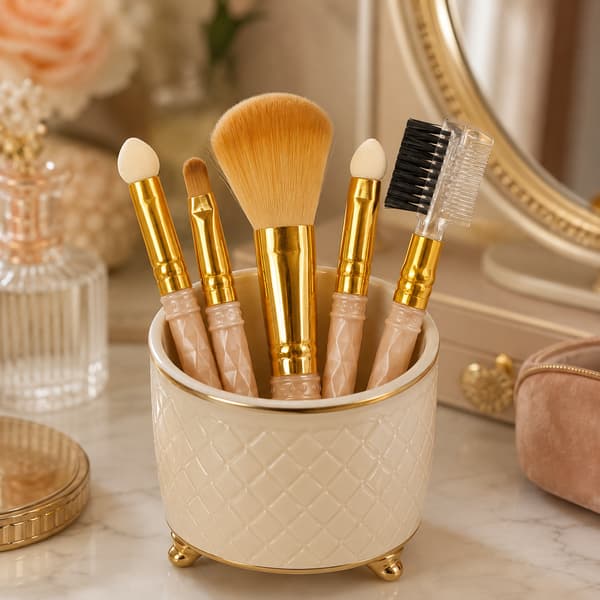 Sæt med multifunktionelle kosmetiske makeupbørster orange