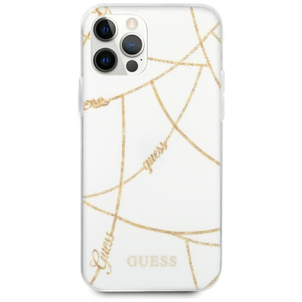 Guess Gold Chain Collection-skal till iPhone 12 Pro Max, Vitt