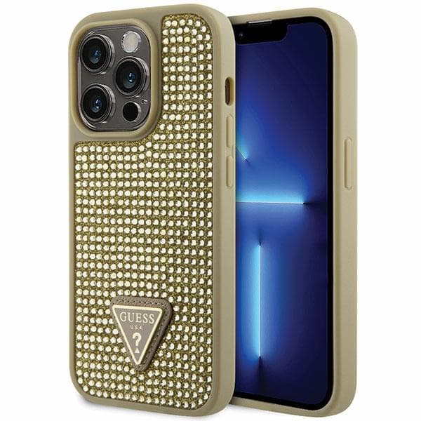 Guess Rhinestone Triangle Cover til iPhone 14 Pro, Guld