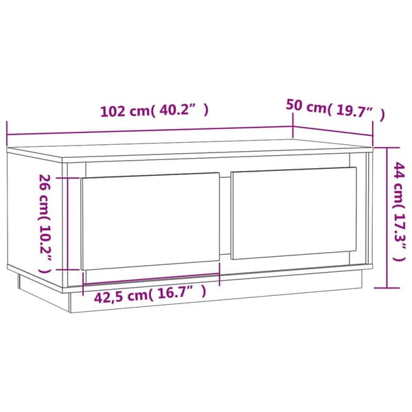vidaXL sofabord brunt egetræ 102x50x44 cm