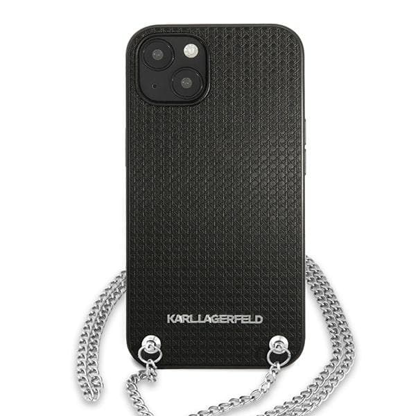 Karl Lagerfeld læderetui med tekstur og kæde til iPhone 13 mini, sort