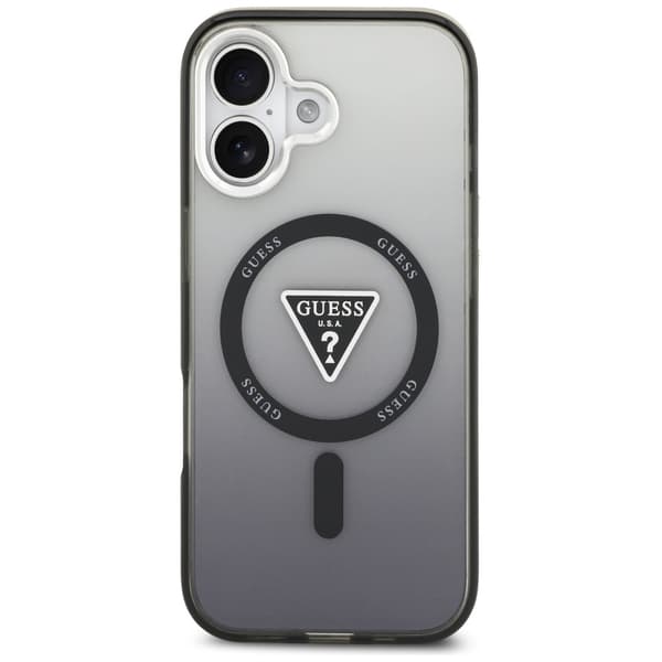 Guess IML Gradient Triangle Logo MagSafe -kotelo iPhone 17:lle, musta