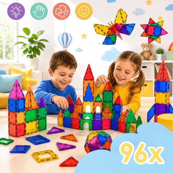 MAGNETISKE UNDERVISNINGSKLODDER KREATIVE STORE 3D-BYGGEPANELER 96 DELE