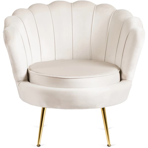ANGEL Cream Shell Sammet Modern Lounge Fåtölj för Vardagsrummet