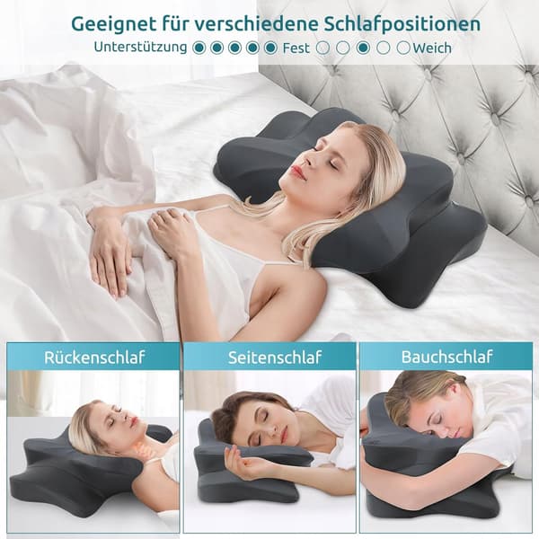 Donama Sort Memory Foam Pude Ergonomisk 63cm 38cm