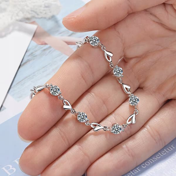 925 SØLV HJERTE DAMEARMBÅND MED DIAMANT