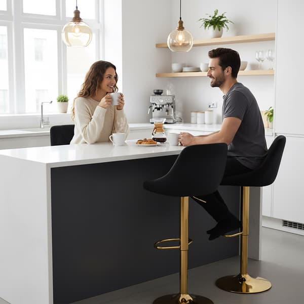 Cydro Gold barstol, sort fløjl